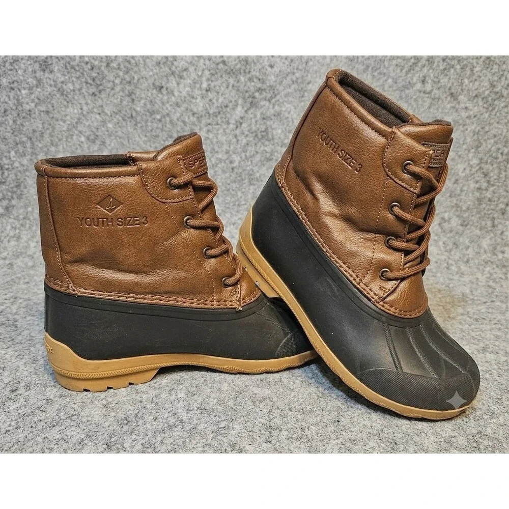 Sperry Youth Port Duck Boots Size 3M Brown Black Non Marking SCK261491 521